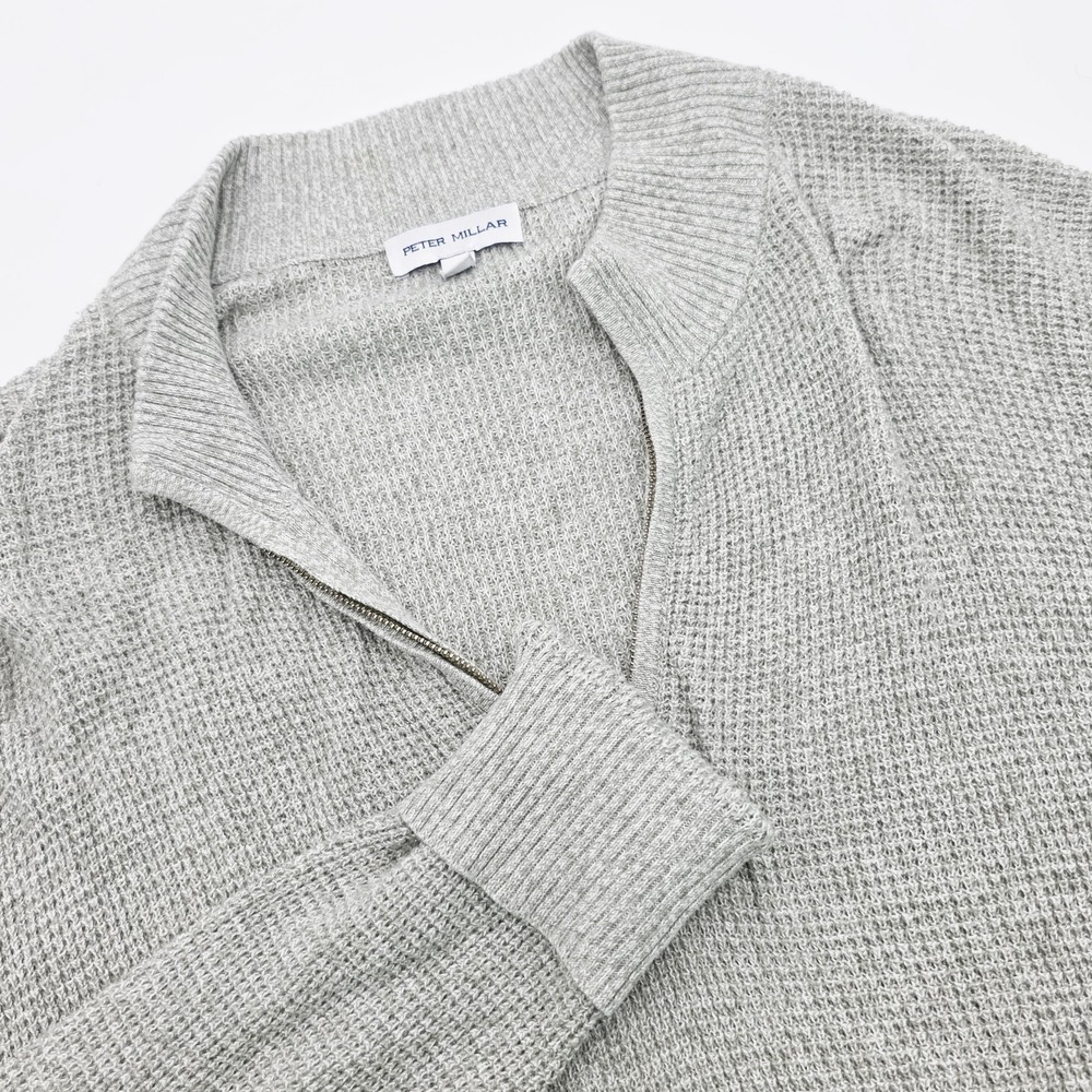 Peter Millar Crown Kits Sweater Mens L Gray 1/4 Zip Pullover Wool Knit MS23 Read